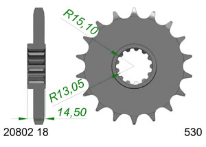 Front sprocket Chain 530 HONDA CB 1100