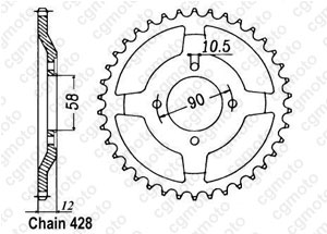 Rear sprocket Nx 125 89-98