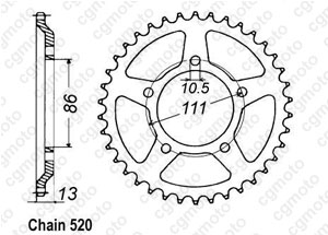 Rear sprocket 600 Nord-west 91-94