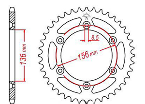 Rear sprocket Steel  TT Esjot Ultralight