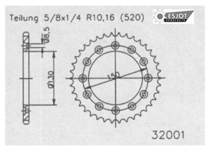 Rear sprocket TT Esjot Blue