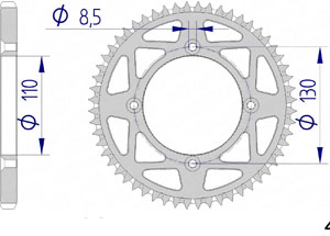 KIT ALU AB HONDA CR 80 R2 #428 1996-2002