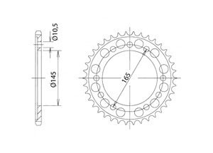 Rear sprocket Aluminium Honda Chain 525