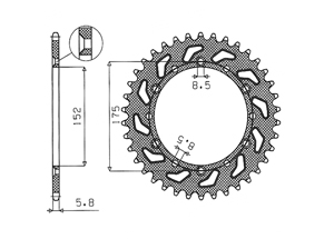 Rear sprocket Aluminium Yamaha Chain 520