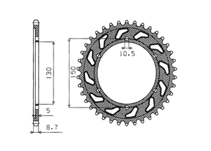 Rear sprocket Aluminium Yamaha Chain 530