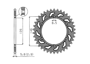 Rear sprocket Aluminium Suzuki Chain 520