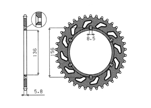 Rear sprocket Aluminium Beta Gas Gas Husqvarna Suzuki Chain 520