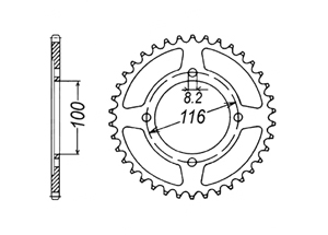 Rear sprocket Aluminium Kawasaki Chain 428