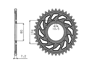 Rear sprocket Aluminium Kawasaki Chain 525