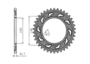 Rear sprocket Aluminium SYM/Sanyang Triumph Chain 530