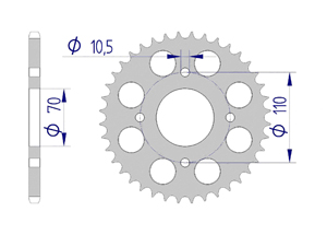 AFAM Rear alu sprocket  #520