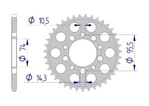 AFAM Rear alu sprocket  #520