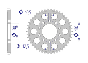 AFAM Rear alu sprocket  #525 CBR/VF400F