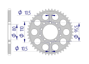 AFAM Rear alu sprocket  #520