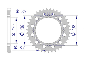 AFAM Rear alu sprocket  #525