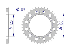 AFAM Rear alu sprocket  #520 RZ 350 84-85