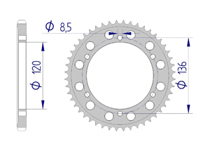 AFAM Rear alu sprocket  #428