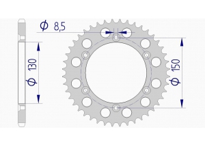 AFAM Rear alu sprocket  #520