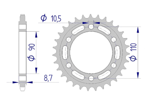 AFAM Rear alu sprocket  #520