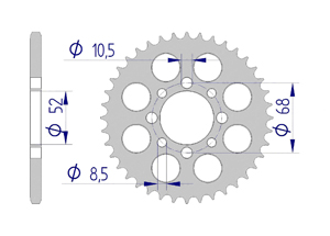 AFAM Rear alu sprocket  #420