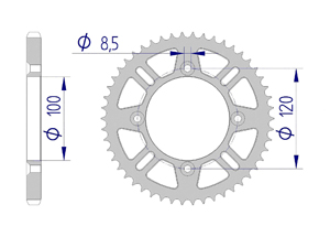 AFAM Rear alu sprocket  #428