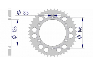 AFAM Rear alu sprocket  #520