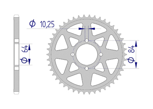 AFAM Rear alu sprocket  #520 KAWASAKI, SUZUKI