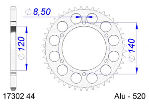 AFAM Rear alu sprocket  #520