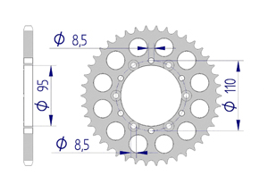 AFAM Rear alu sprocket  #520 APRILIA