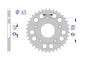 AFAM Rear alu sprocket  #520