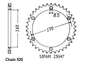 Rear sprocket TT Esjot