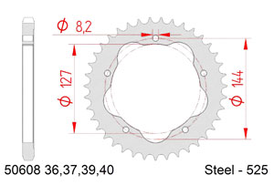 AFAM Rear steel sprocket #525 BLACK DUCATI