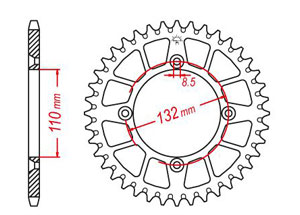 Rear sprocket Alu TT Esjot Couleur