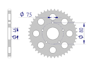 AFAM Rear alu sprocket  #415 APRILIA 50 Wind 88 – 90