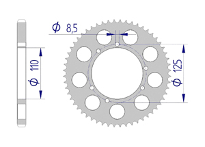 AFAM Rear alu sprocket  #428 HM-HONDA, SHERCO