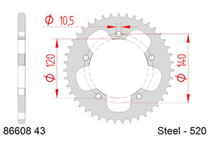 Rear steel sprocket #420