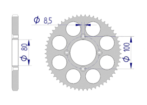 AFAM Rear alu sprocket  #428 SCORPA 125 TY