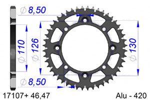 AFAM Rear Alu Sprocket #420 S/C