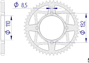 AFAM Rear Alu Sprocket #520 S/C