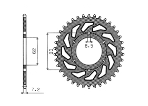 Rear sprocket Steel Yamaha Chain 428