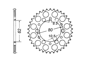 Rear sprocket Steel Yamaha Chain 520