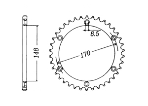 Rear sprocket Steel SYM/Sanyang Chain 525