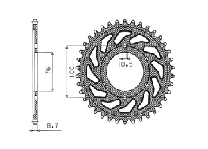 Rear sprocket Steel SYM/Sanyang Chain 532