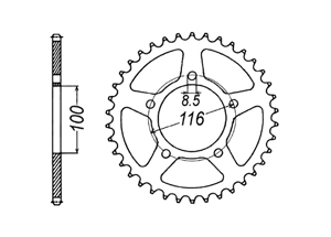 Rear sprocket Steel Kawasaki Chain 420