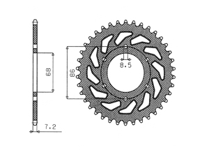 Rear sprocket Steel Kawasaki Chain 428