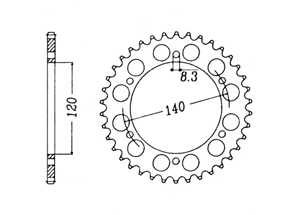 Rear sprocket Steel Kawasaki Chain 520