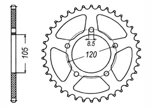 Rear sprocket Steel Aprilia MBK Yamaha Chain 420