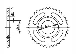 Rear sprocket Steel E-Ton Chain 420