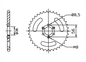 Rear sprocket Steel E-Ton Chain 420