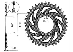 Rear sprocket Steel Aprilia Cagiva Chain 520